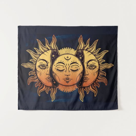Mystical Gold Foil Luna Sun en Moon Wandkleed (Voorkant (horizontaal))