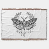 Mystical Gothic Moth Botanical Celestial Line Art Deken (Voorkant)