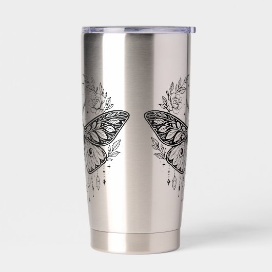 Mystical Gothic Moth Botanical Celestial Line Art Geïsoleerde Drinkbeker (Links)