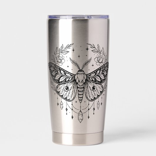 Mystical Gothic Moth Botanical Celestial Line Art  Geïsoleerde Drinkbeker (Voorkant)