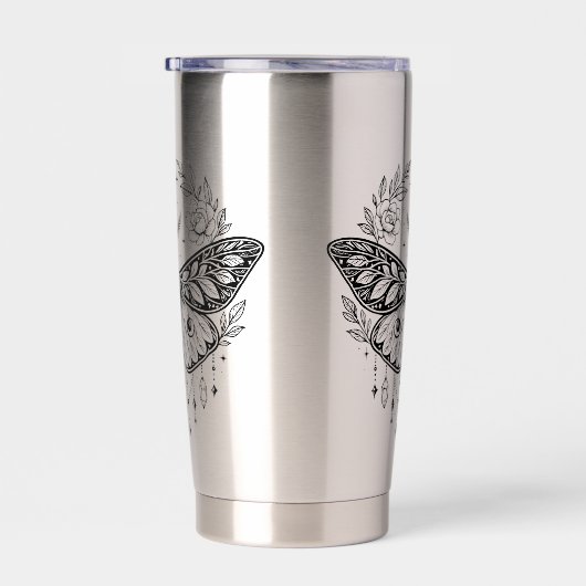 Mystical Gothic Moth Botanical Celestial Line Art  Geïsoleerde Drinkbeker (Rechts)