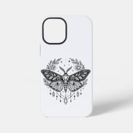 Mystical Gothic Moth Botanical Celestial Line Art iPhone 12 Mini Hoesje