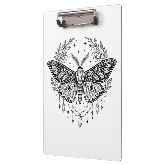 Mystical Gothic Moth Botanical Celestial Line Art Klembord (Links)