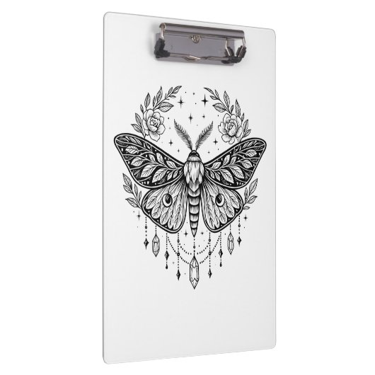 Mystical Gothic Moth Botanical Celestial Line Art Klembord (Rechts)