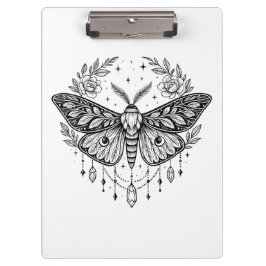Mystical Gothic Moth Botanical Celestial Line Art Klembord