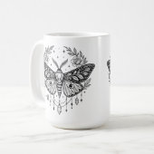 Mystical Gothic Moth Botanical Celestial Line Art  Koffiemok (Voorkant links)