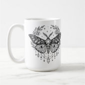 Mystical Gothic Moth Botanical Celestial Line Art Koffiemok (Links)