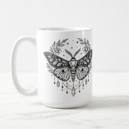 Mystical Gothic Moth Botanical Celestial Line Art  Koffiemok