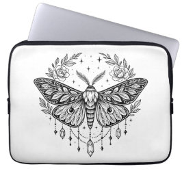 Mystical Gothic Moth Botanical Celestial Line Art Laptop Sleeve