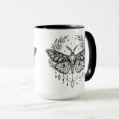 Mystical Gothic Moth Botanical Celestial Line Art Mok (Voorkant rechts)