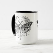 Mystical Gothic Moth Botanical Celestial Line Art Mok (Voorkant links)