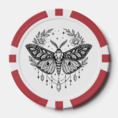 Mystical Gothic Moth Botanical Celestial Line Art Poker Chips (Voorkant)