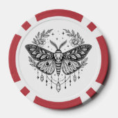 Mystical Gothic Moth Botanical Celestial Line Art Poker Chips (Achterkant)