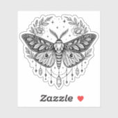 Mystical Gothic Moth Botanical Celestial Line Art  Sticker (Vel)