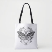 Mystical Gothic Moth Botanical Celestial Line Art  Tote Bag (Voorkant)
