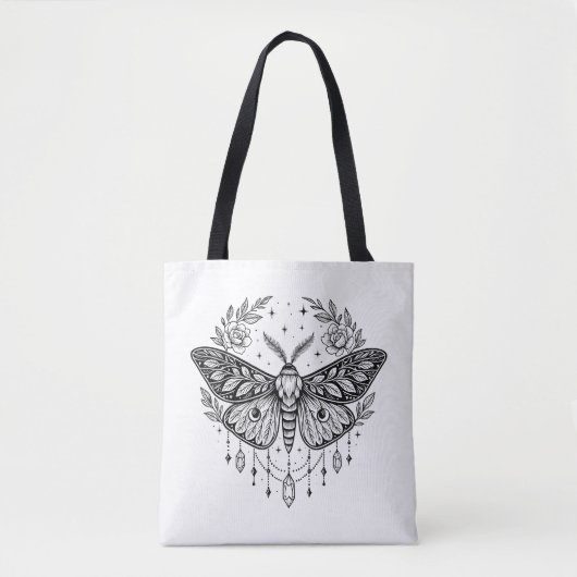 Mystical Gothic Moth Botanical Celestial Line Art  Tote Bag (Voorkant)