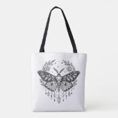 Mystical Gothic Moth Botanical Celestial Line Art  Tote Bag (Achterkant)