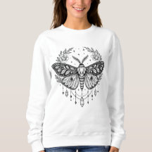 Mystical Gothic Moth Botanical Celestial Line Art 