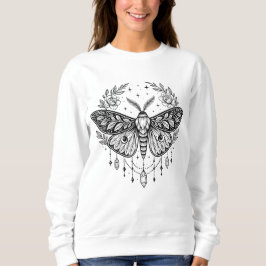 Mystical Gothic Moth Botanical Celestial Line Art  Trui