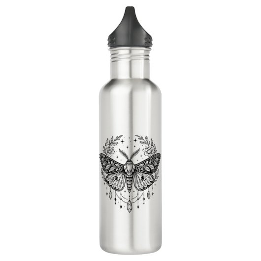 Mystical Gothic Moth Botanical Celestial Line Art  Waterfles (Links)