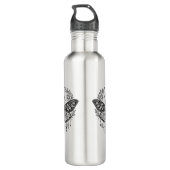 Mystical Gothic Moth Botanical Celestial Line Art  Waterfles (Achterkant)