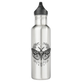 Mystical Gothic Moth Botanical Celestial Line Art  Waterfles