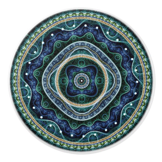 Mystical Grand Royal Julian Fractal Mandala Art Keramische Knop (Voorkant)