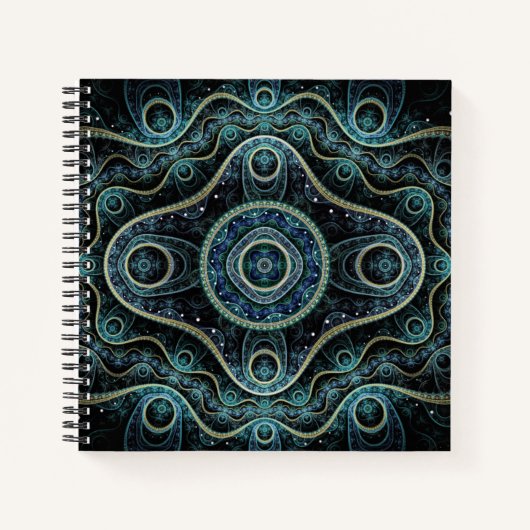 Mystical Grand Royal Julian Fractal Mandala Art Notitieboek (Voorkant)