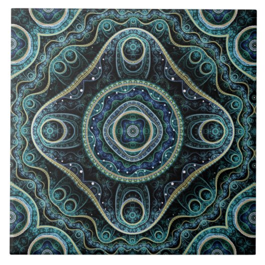 Mystical Grand Royal Julian Fractal Mandala Art Tegeltje (Voorkant)