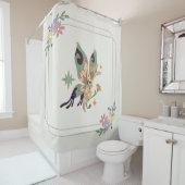 Mystical Graphic Artwork, Green Fae Butterfly Douchegordijn (In situ)