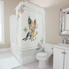 Mystical Graphic Artwork, Green Fae Butterfly Douchegordijn