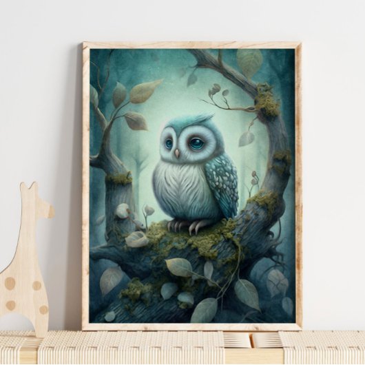 Mystical Green Forest Owl | Owl Print