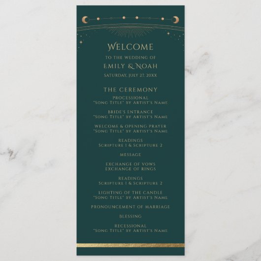 Mystical Green Gold Sun maan astronomische ruimte Programmakaart (Voorkant)