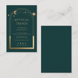 Mystical Green Gold Sun maan astronomische ruimte Visitekaartje