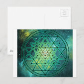 Mystical Green Sri Yantra Briefkaart (Voorkant / Achterkant)
