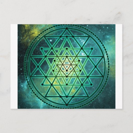 Mystical Green Sri Yantra Briefkaart (Voorkant)