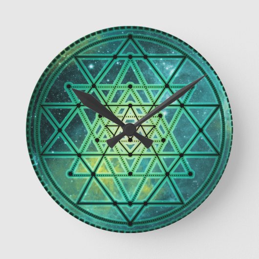 Mystical Green Sri Yantra Ronde Klok (Voorkant)