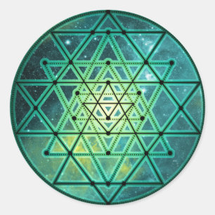 Mystical Green Sri Yantra Ronde Sticker