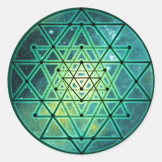 Mystical Green Sri Yantra Ronde Sticker