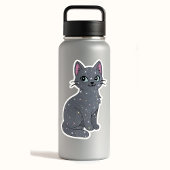 Mystical Grey Sparkle Cat Sticker