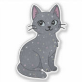 Mystical Grey Sparkle Cat Sticker (Voorkant)
