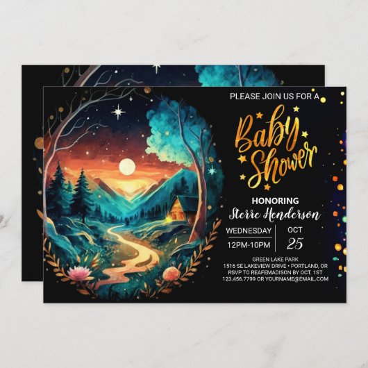 Mystical Grove Enchanted Adventure Baby shower Kaart (Voorkant / Achterkant)