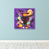 Mystical Halloween Witch and Pumpkin Canvas Afdruk (Insitu (Houten vloer))
