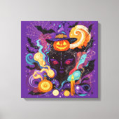 Mystical Halloween Witch and Pumpkin Canvas Afdruk (Voorkant)
