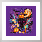Mystical Halloween Witch and Pumpkin Poster (Voorkant)