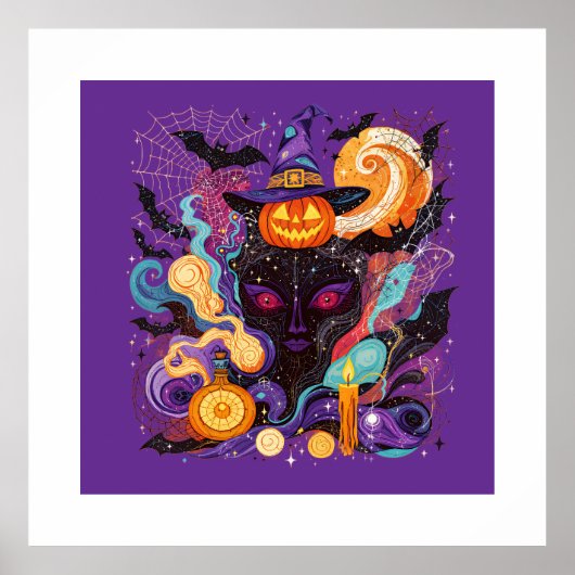 Mystical Halloween Witch and Pumpkin Poster (Voorkant)