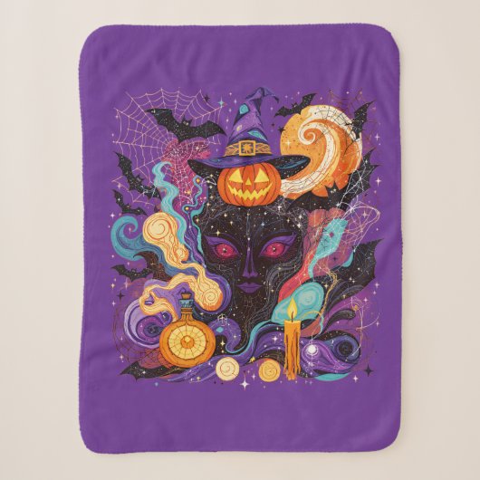 Mystical Halloween Witch Face Sherpa Deken (Voorkant)