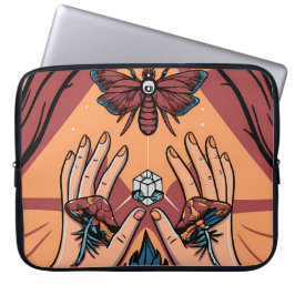 Mystical Hands Offering Fungi to Moth Spirit Laptop Sleeve