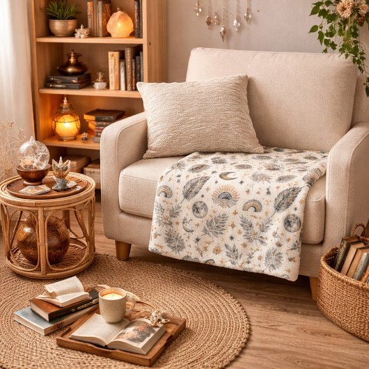 Mystical Hemel Maan Sterren Patroon Fleece Deken