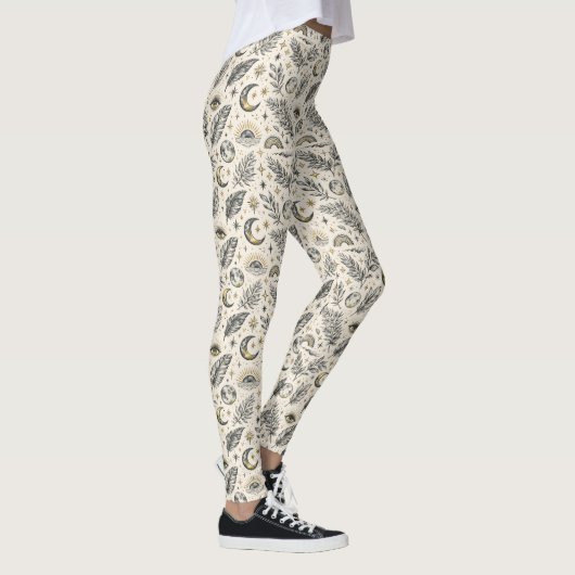 Mystical Hemelse Maan Sterren Patroon Leggings (Rechts)
